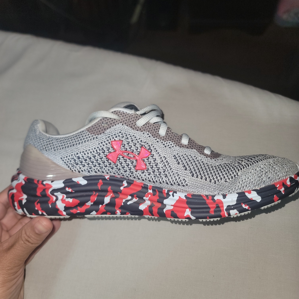 Under Armour Mens' Gray and Pink Athletic Shoes